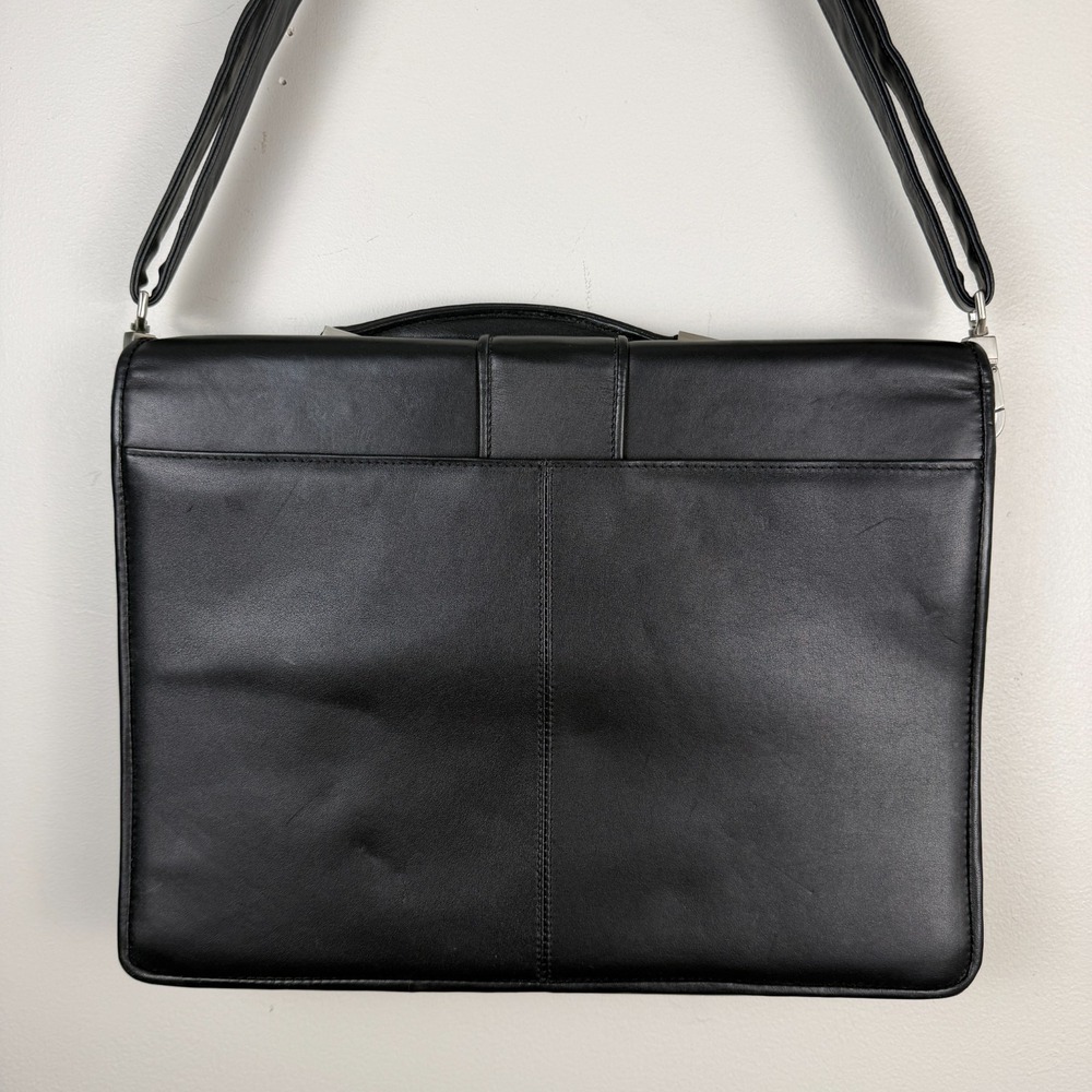 Kenneth Cole Laptop Bag Men's Black Leather Portfolio Lock Classic Top Handle - Picture 2 of 16